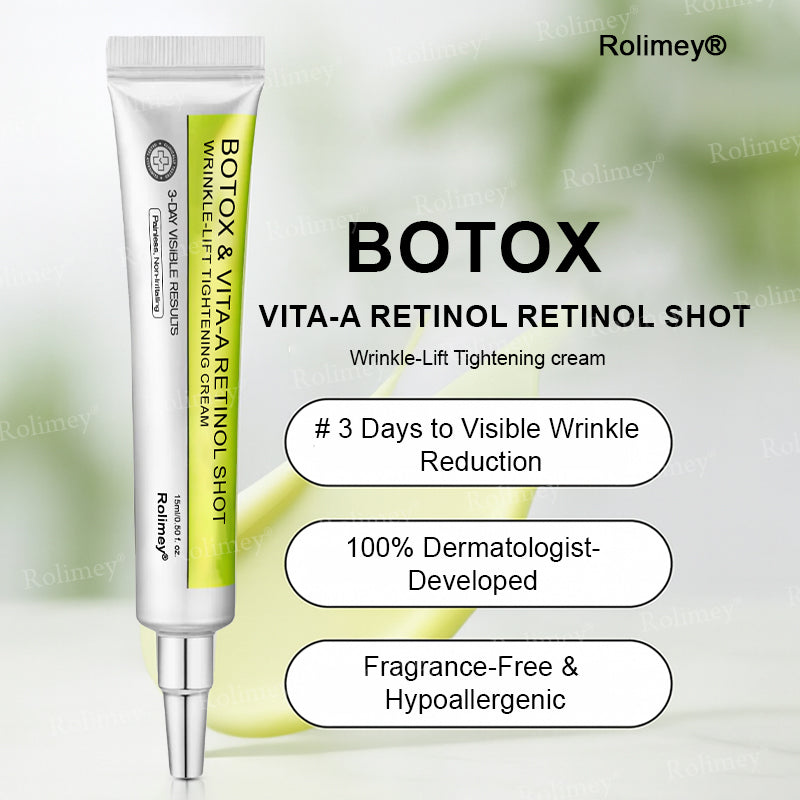💛✅Произведено и изпратено от САЩ 💫Rolimey® Botox & Vita-A Retinol Shot крем за повдигане, стягане и изглаждане на бръчки – Последен ден на промоцията: 70% ОТСТЪПКА