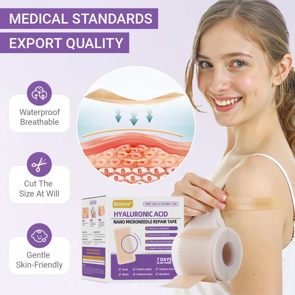 Totai Увереността в кожата започва оттук ✅ Bostore® Нано микроигли с хиалуронова киселина за възстановяване на кожата ✴️ За различни белези, стрии, петна, келоиди, кератози, акне, изгаряния, брадавици, кожни израстъци и разширени вени.